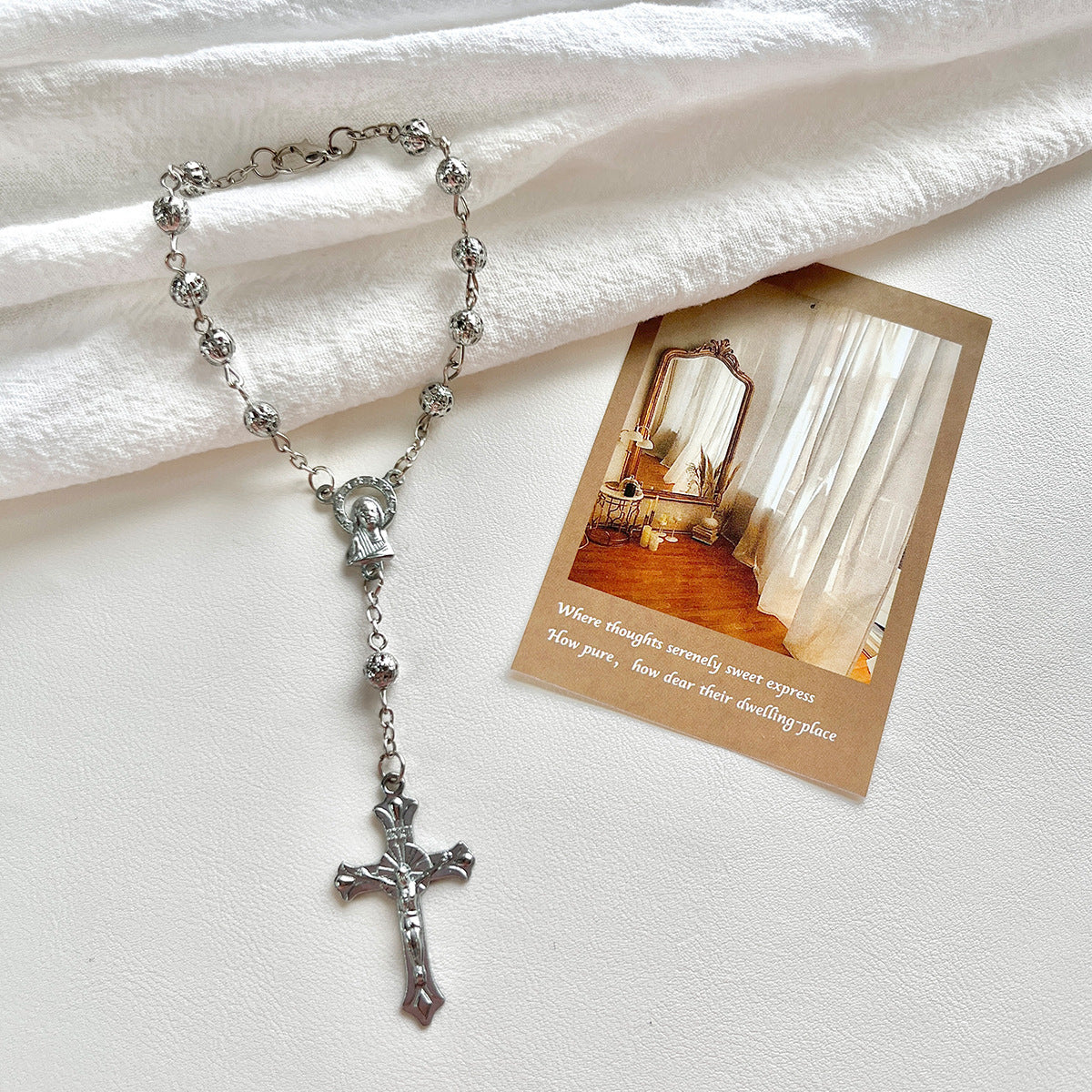 Wholesale Pearl baptismal communion gift  love cross finger chain