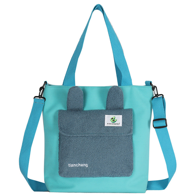 Wholesale Nylon Color Contrast Splicing Lamb Wool Shoulder Bag