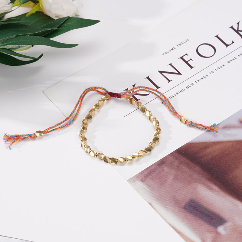 Wholesale Braided Special-shaped Copper Beads Pull Tassel Bracelet