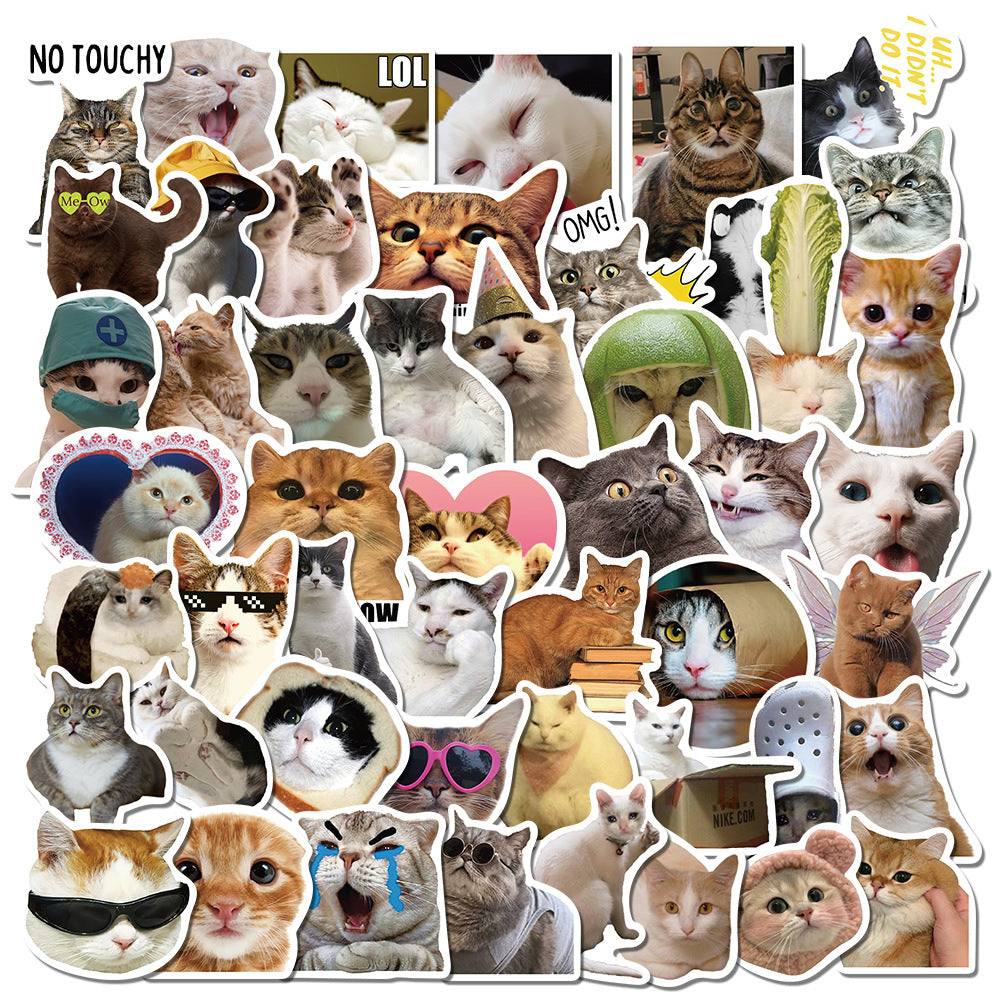 Wholesale 50pcs cartoon funny cat Waterproof Vinyl Stickers
