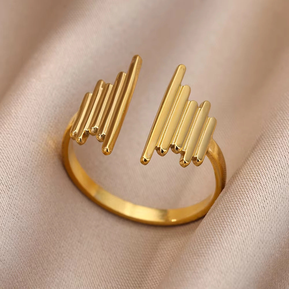 Wholesale stainless steel geometric ring niche design adjustable ring