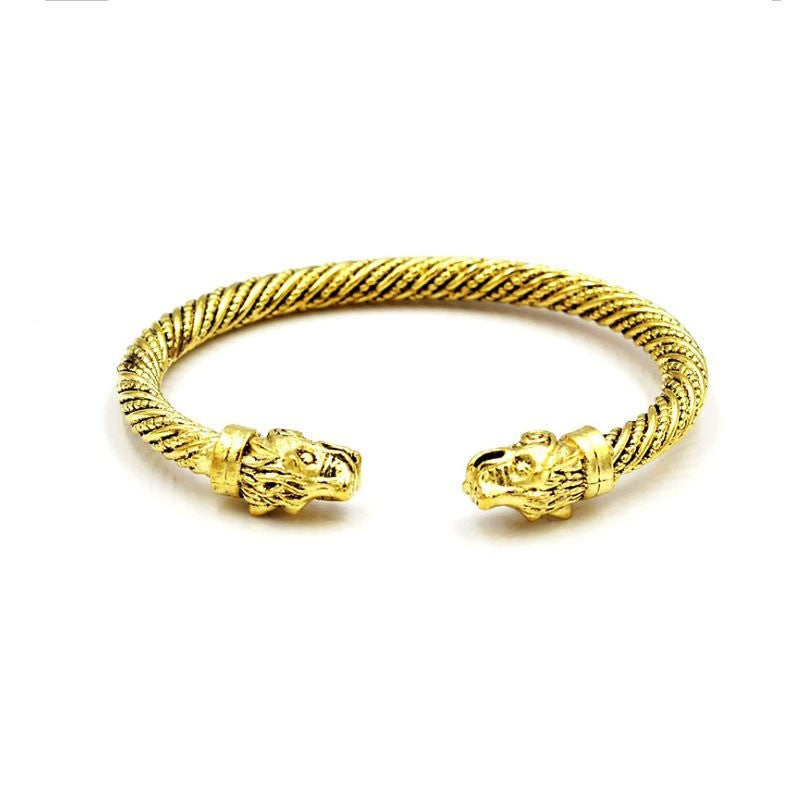 Wholesale Retro Men's Wolf Head Opening Bracelet