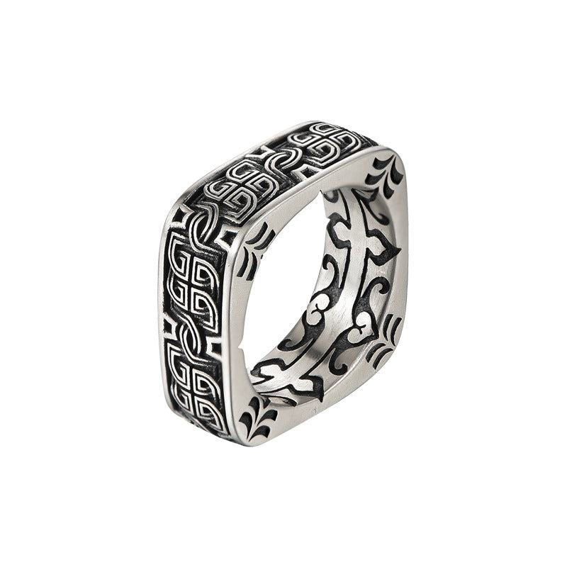 Wholesale Retro Square Men Copper Ring