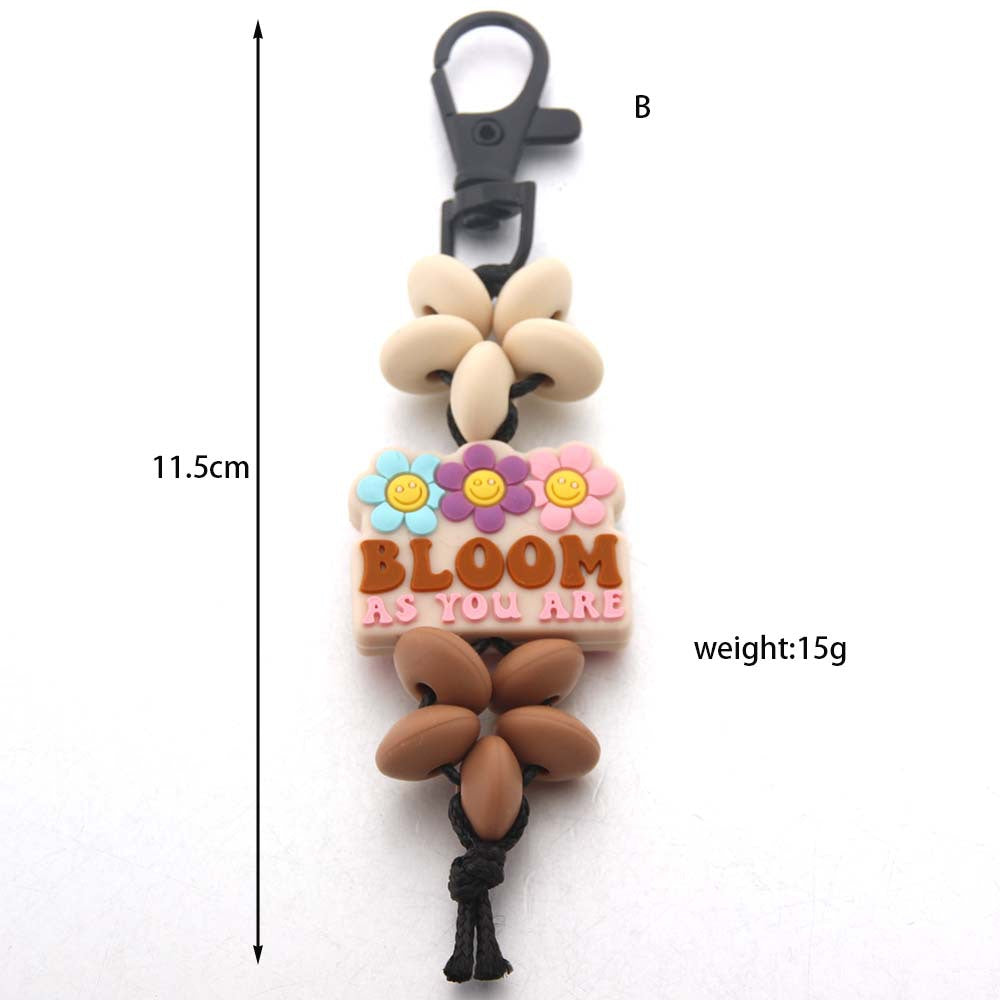 Wholesale Floral Alphabet Cartoon Silicone Beads Keychain