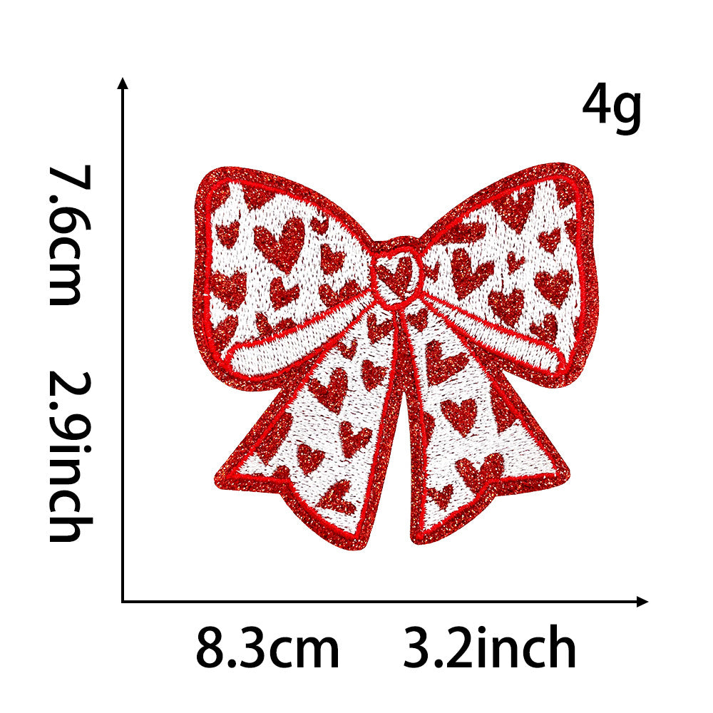 Wholesale Polyester Embroidered Iron On Patch Valentine Hearts Cherries Bow XOXO Everyday Use For Coats Bags