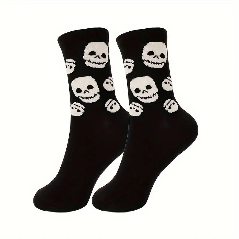 Wholesale Halloween Skull Pumpkin Bat Cartoon Print Casual Socks
