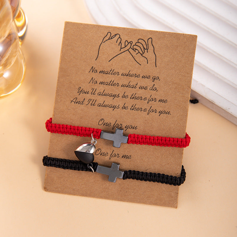 Wholesale Valentine' s Day Handmade Love Magnetic Cross Bracelet