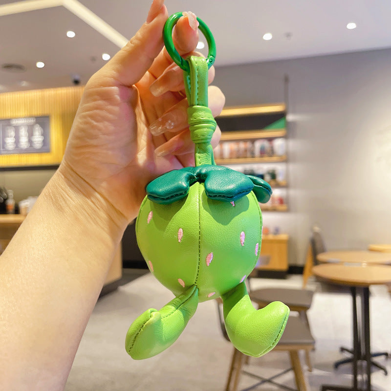 Llavero de fresa de cuero al por mayor