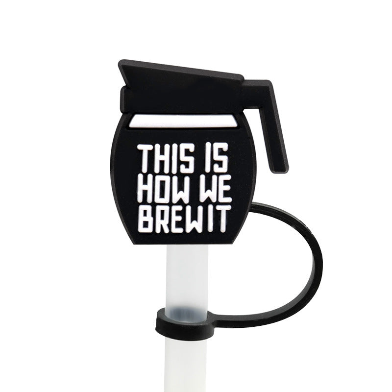 Wholesale 10PCS Coffee Silicone Straw Tube Cap Straw Decoration