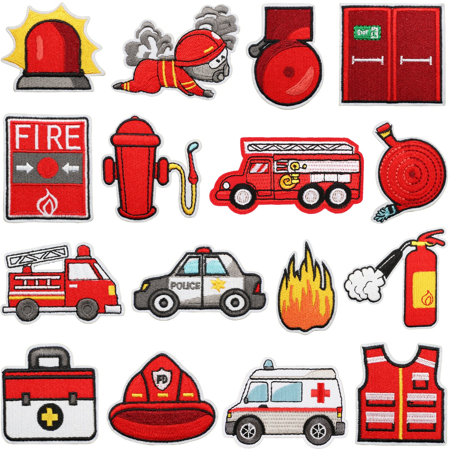 Wholesale Fire Safety Embroidered Patch Cute Fire Truck Firefighter Badge For Clothing Fashion Accessory DIY Craft Supply Boutique Gift