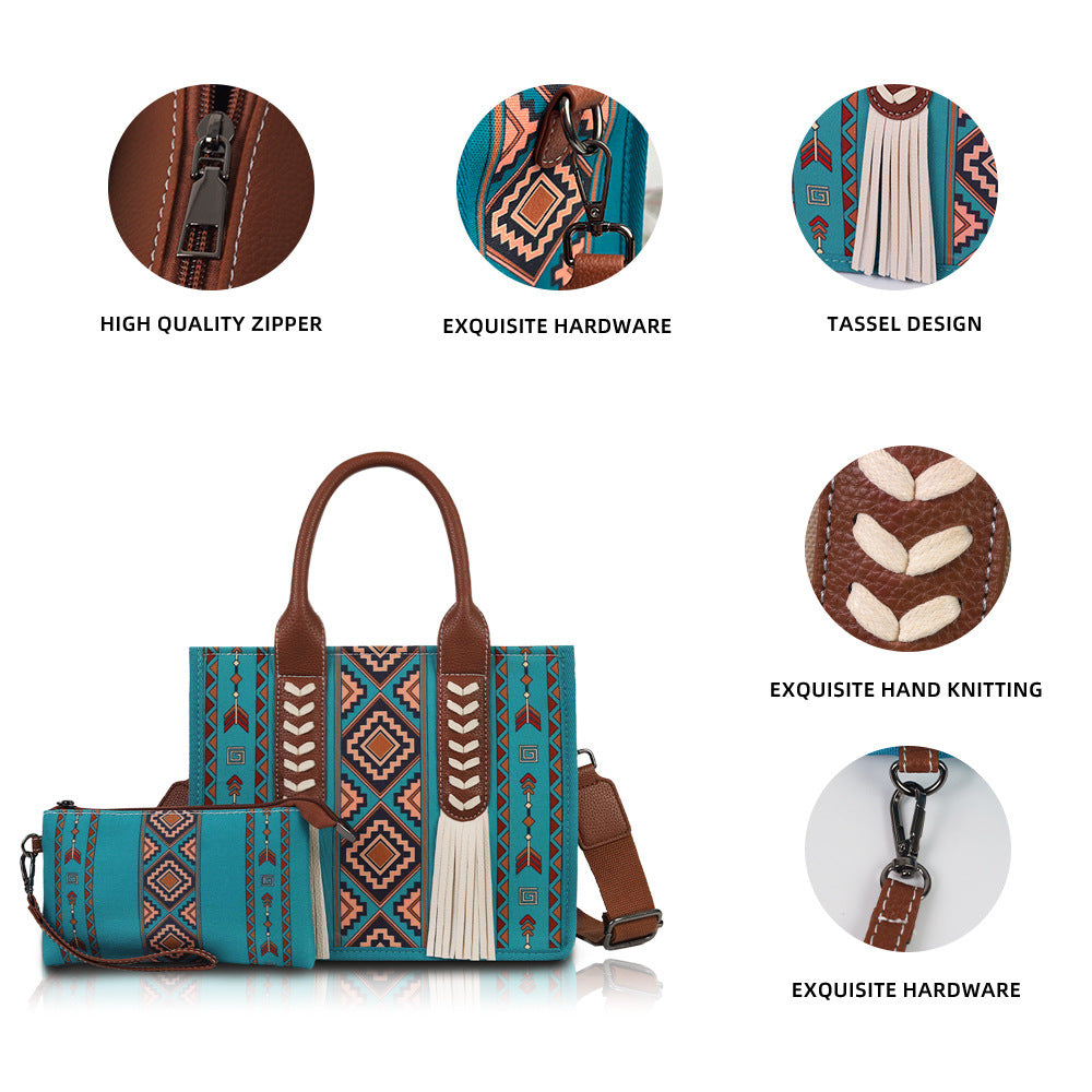 Wholesale Bohemian tote bag ethnic style tassel personality mother and child bag