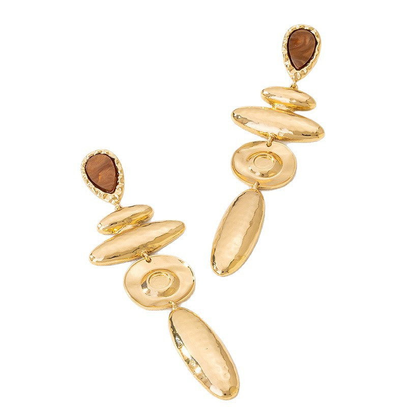 Wholesale Geometric Irregular Texture Design Alloy Earrings Electroplated Finish Women S Jewelry Accessory Boutique Resale