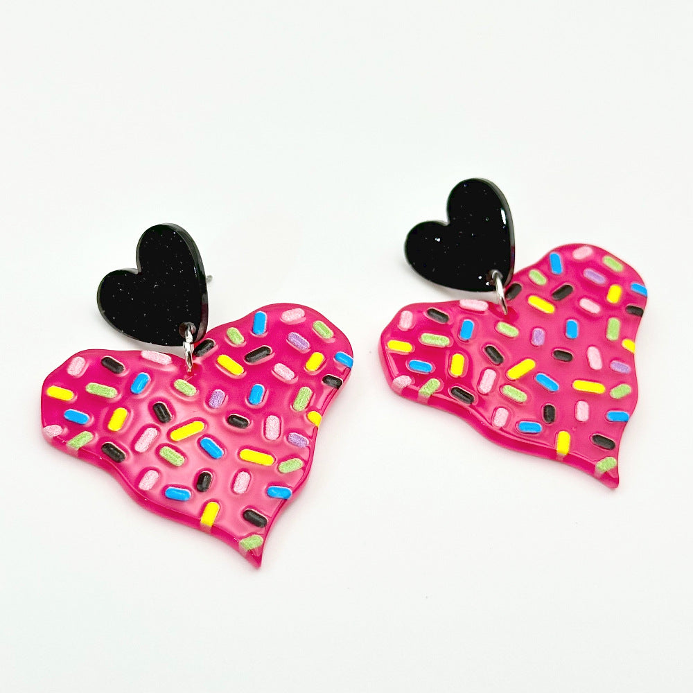 Wholesale Colorful Printed Love Acrylic Valentine's Day Gradient Earrings