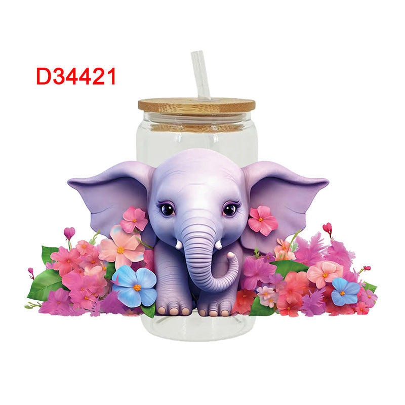 Wholesale Colorful flowers cute animals 16oz Cup UV DTF Wraps
