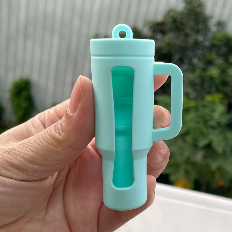 Wholesale Lipstick case silicone protective case bow lipstick bag keychain