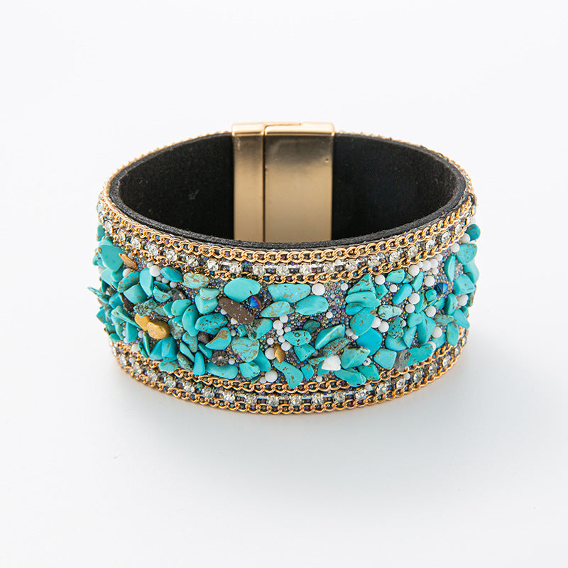 Wholesale Bohemian style handmade pebble wide  Beaded Bracelets