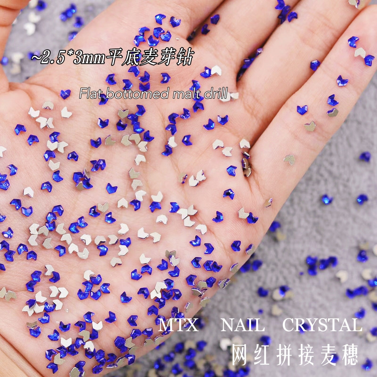 Wholesale 100pcs K9 Nail Art Wheat Germ Diamond Flat-bottomed Diamond Small Transparent White Wheat Ear Crystal Shaped Diamond Nail Art Accessories