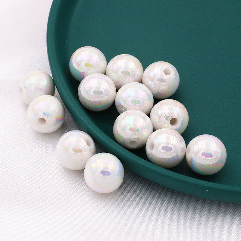 Wholesale 20pcs DIY Jewelry Accessories 14mm Acrylic AB Color Straight Hole Round Beads
