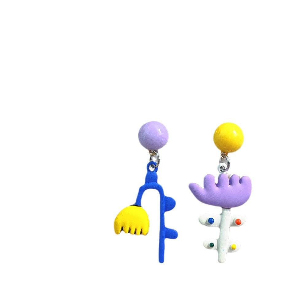 Wholesale Cartoon Color Flower Alloy Earrings