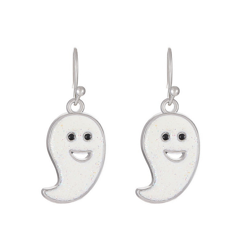 Wholesale Halloween Pumpkin Ghost Head Alloy Earrings