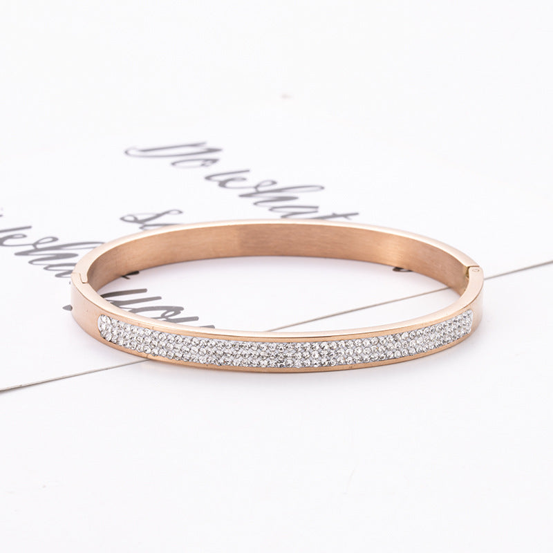 Wholesale Titanium Steel Buckle Diamond Open Bracelet