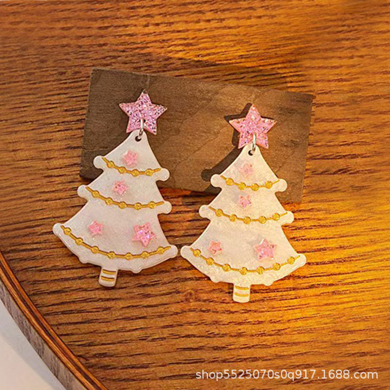 Wholesale Christmas Cute Christmas Tree Snowflake Earrings