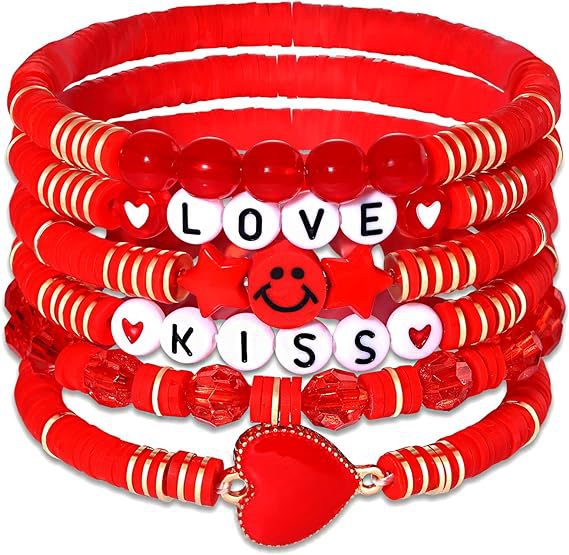 Wholesale Valentine's Day Polymer Clay Love Pendant Resin Beaded Bracelet