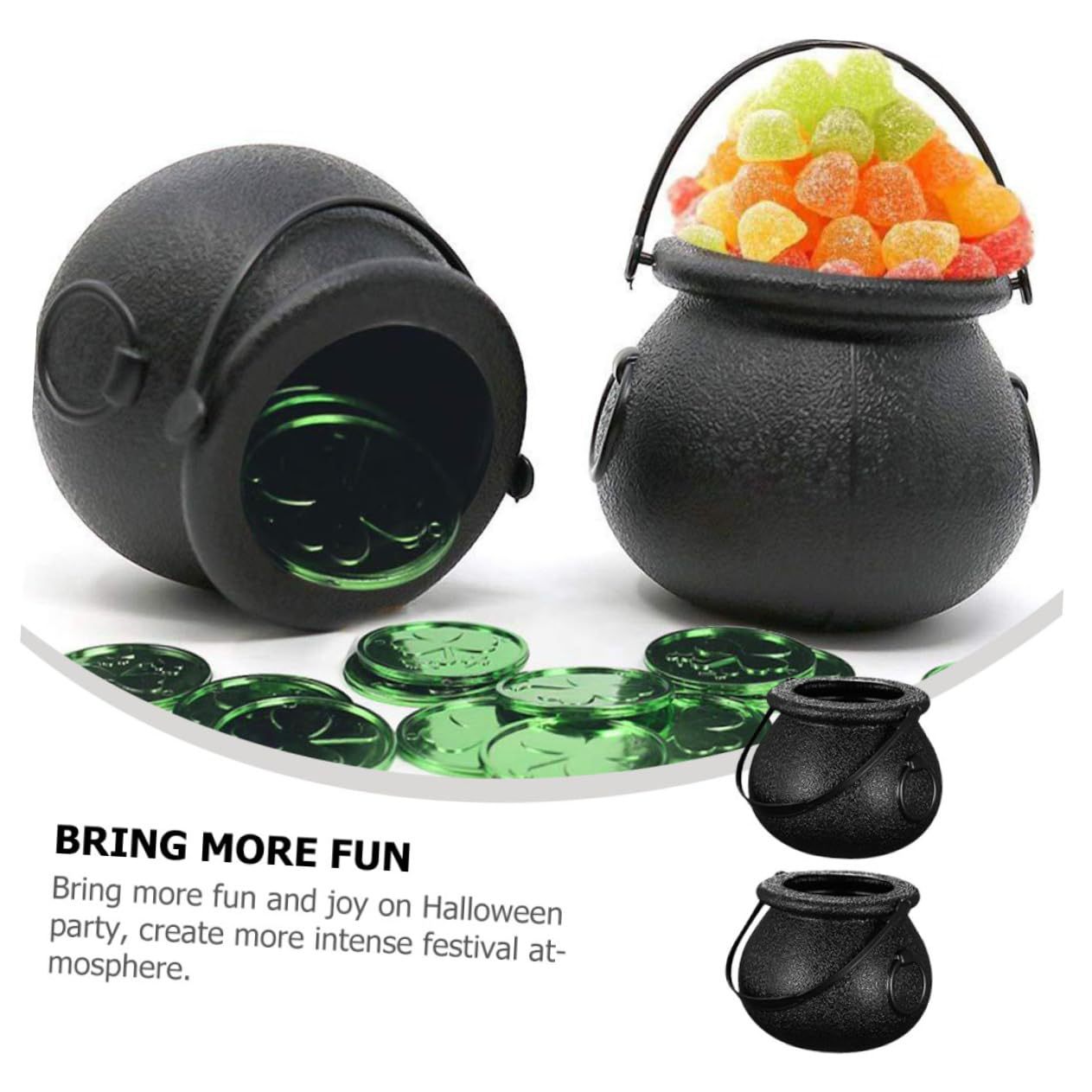 Wholesale Halloween Children's Portable Bucket Black Candy Jar Prom Decorative Ornaments Decorative Props Witch Jar
