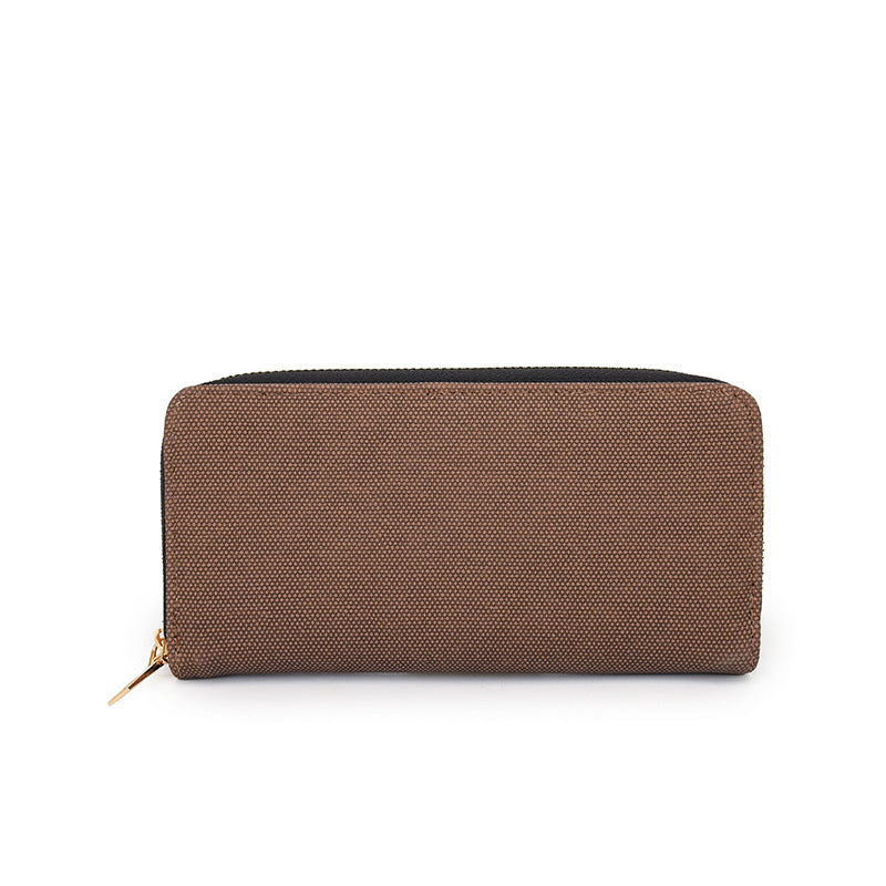 Wholesale Long Simple Zipper Canvas Wallet