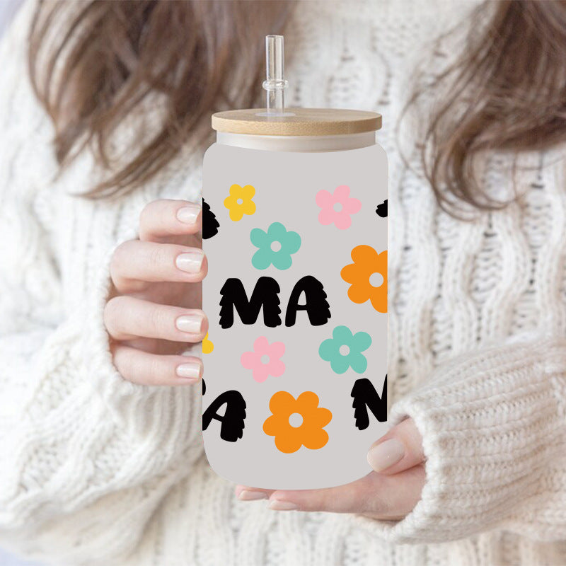 Wholesale Flower Leopard Pattern Mother's Day  16oz Cup UV DTF Wraps