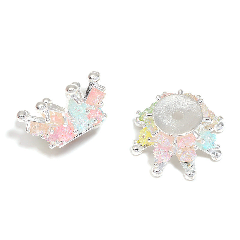 Wholesale 5pcs heart beads fashion crown DIY chain beads