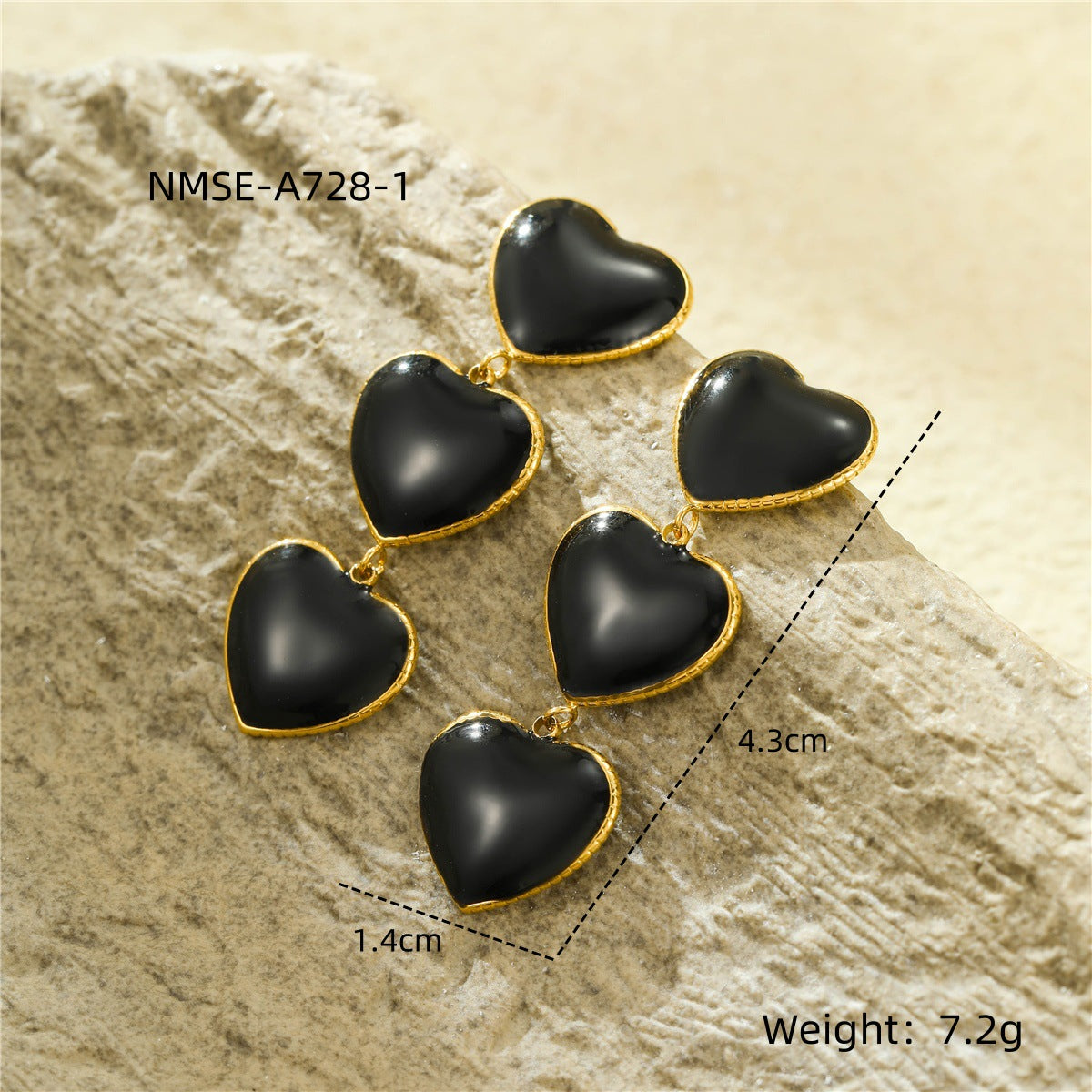 Wholesale Black heart-shaped Stainless Steel Earrings