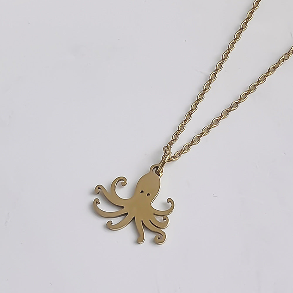 Wholesale Stainless Steel Marine Series 18K Gold Fishtail Dolphin Necklace Clavicle Chain