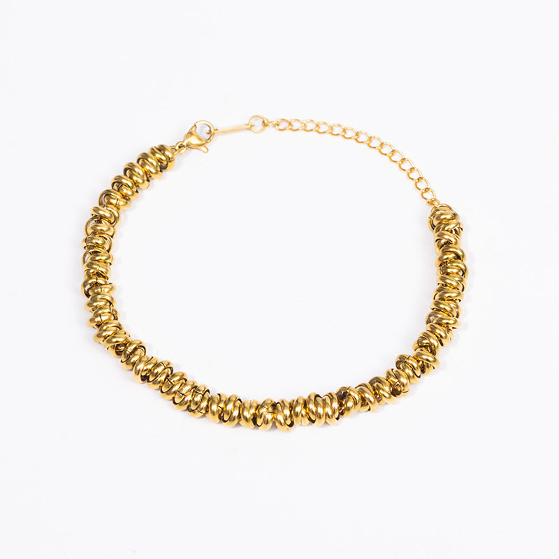 Wholesale fashion sense titanium steel 18K gold non-fading circle interlocking jewelry