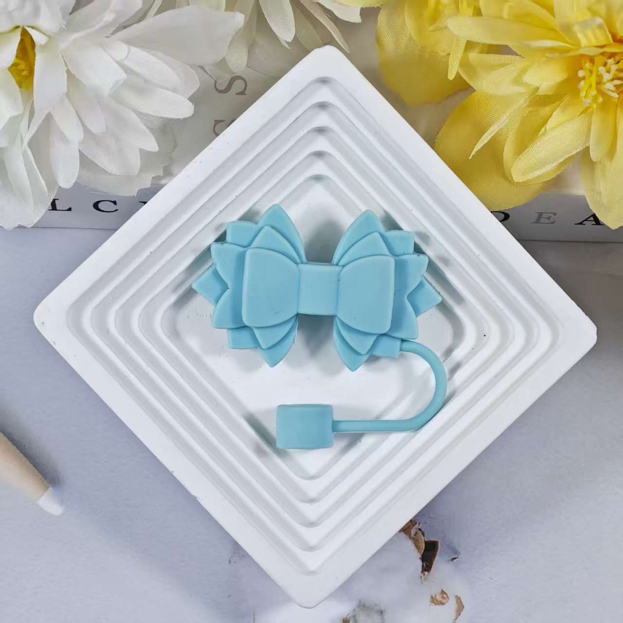 Wholesale 10pcs pink Bow Straw Tube Cap