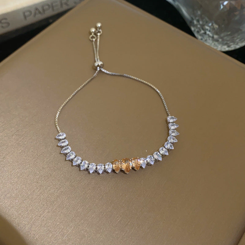 Wholesale Light Luxury Niche Exquisite High-end Pull-out Adjustable Zircon Bracelet