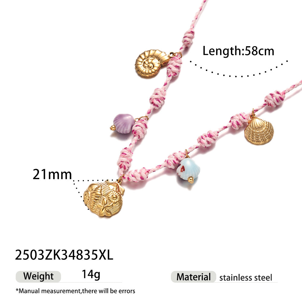 Wholesale Taina' s New Creative Ocean Series Stainless Steel Bracelet Girls Ceramic Conch Titanium Steel Pendant Shell Hand Jewelry