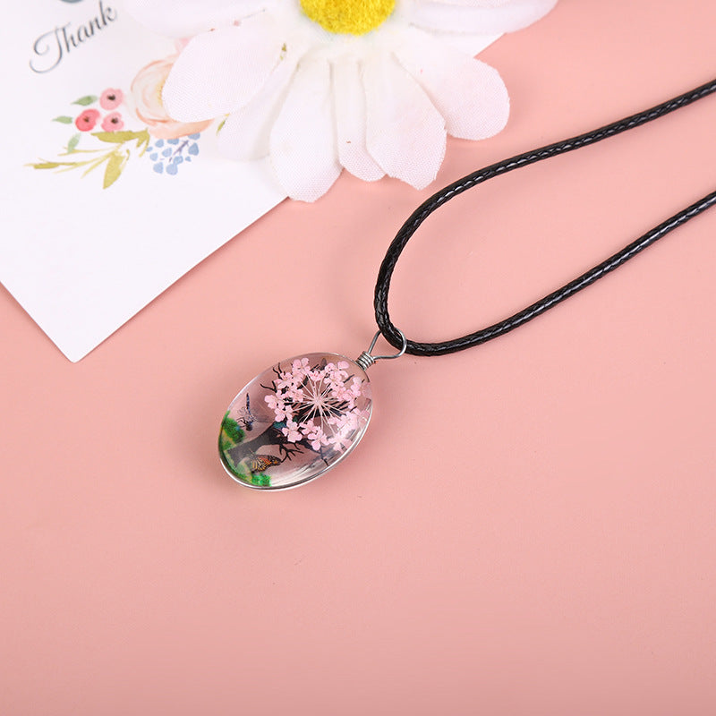 Wholesale Gypsophila Dry Flower Necklace Life Tree Plant Necklace