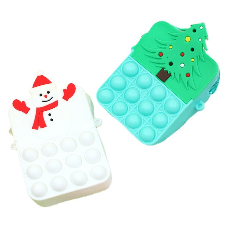 Wholesale Cartoon Silicone Santa Claus Unzipped Children's Bag Coin Purse