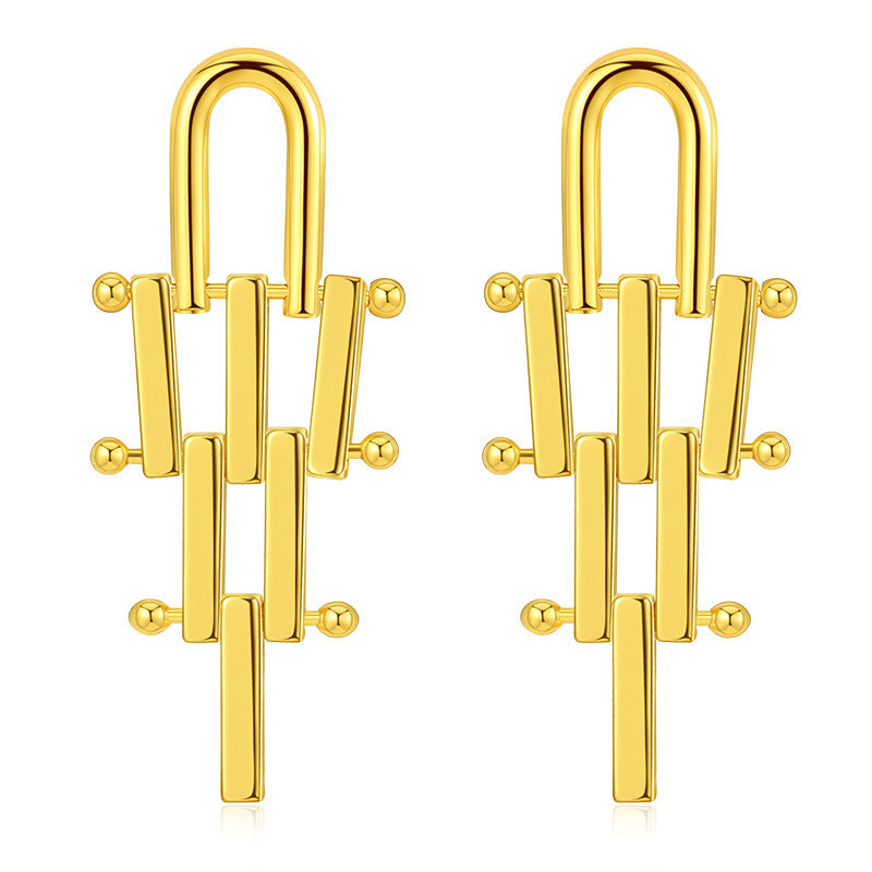 Wholesale Brass Plated 18K Real Gold Irregular Long Earrings