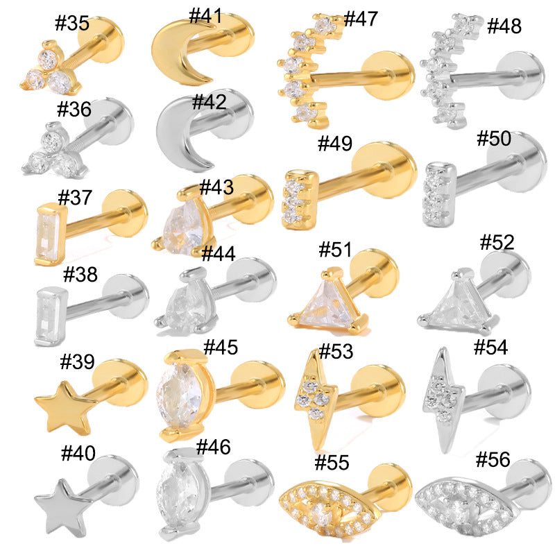 Wholesale S925 Sterling Silver Piercing Inner Thread Ear Piercing Ear Bone Nails