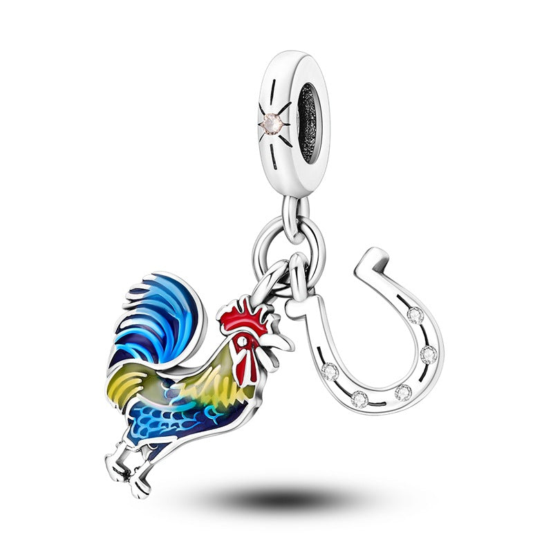 Wholesale Silver plated bead cute animal bracelet Charms
