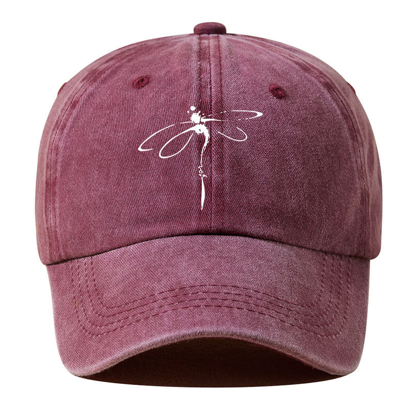 Wholesale Dragonfly Print Washed Distressed Baseball Cap