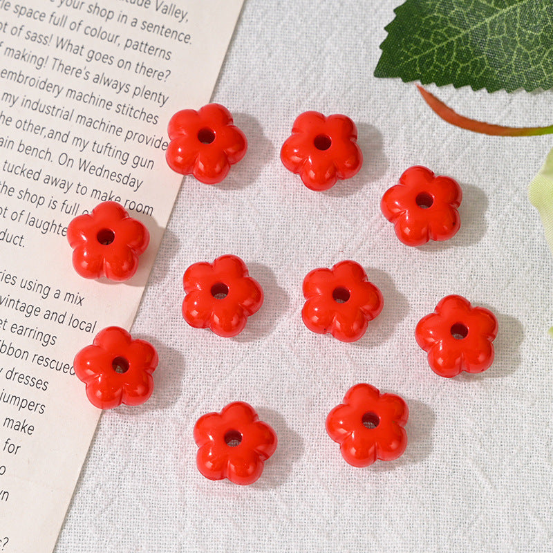 Wholesale 10pcs 14mm Macaron-colored Acrylic Flower Acrylic Beads