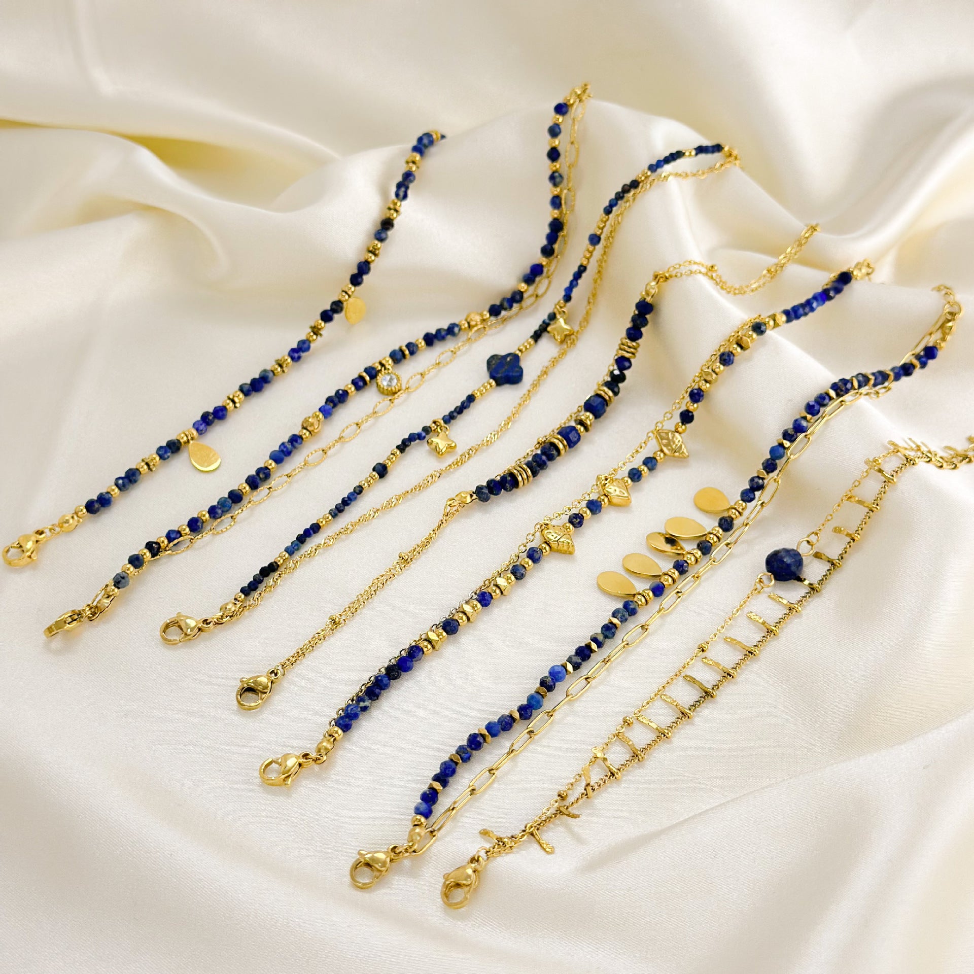 Wholesale Lapis Lazuleus Bracelet Design  Titanium Steel Bracelets Gold Plated Hand Jewelry