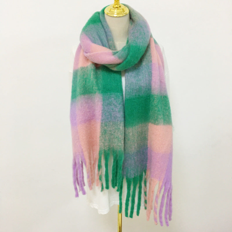Wholesale Winter Polyester British Ac Rainbow Plaid Scarf