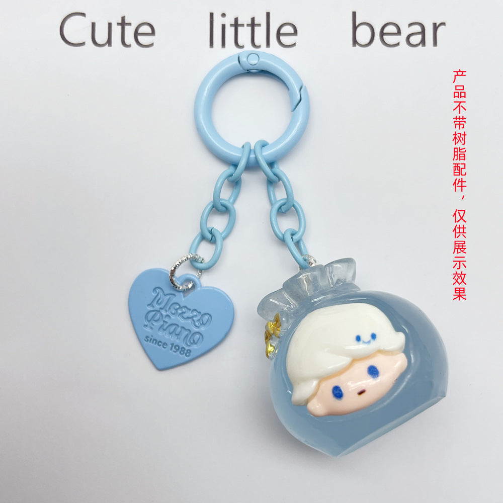 Wholesale Cute creative new keychain accessories color paint spring ring four-section chain love piece diy accessories pendant