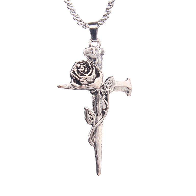 Wholesale Gothic Retro Rose Stainless Steel Necklace