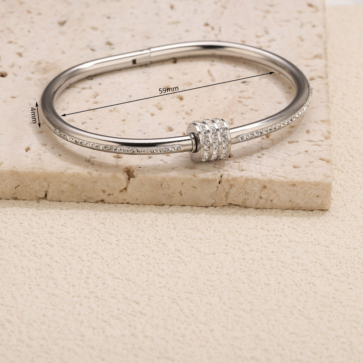 Wholesale Stainless Steel Slim Waist Bracelet with Diamond Inlay