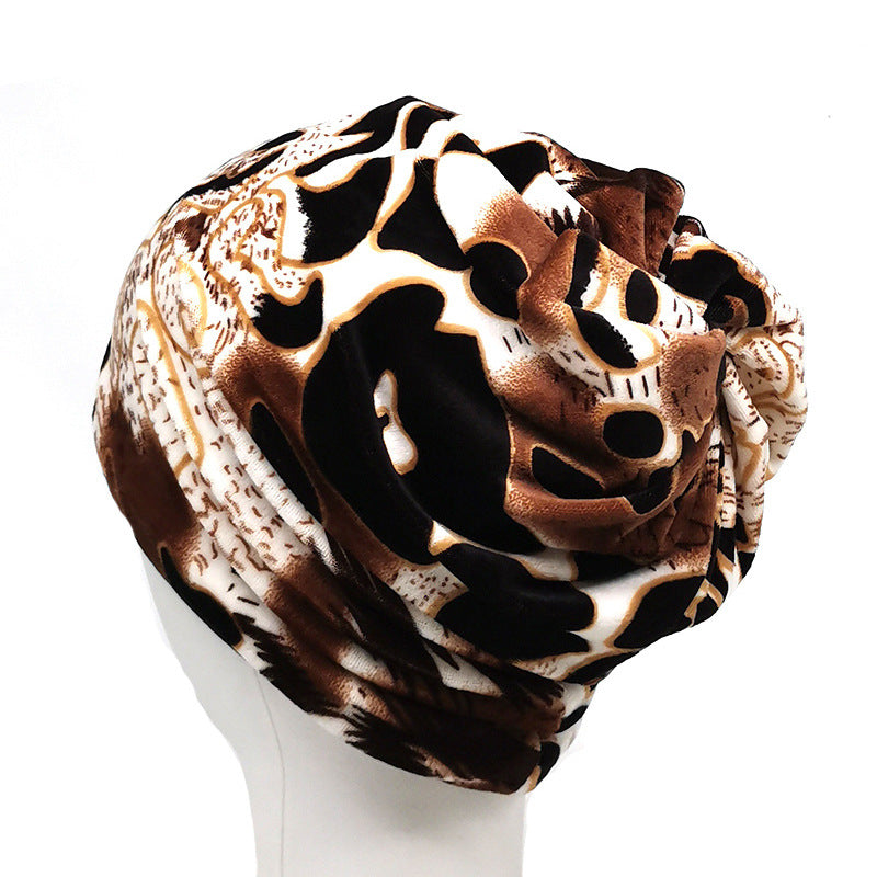 Wholesale Winter Leopard Print Hat Neck Cover Short Plush Double Layer Neck Scarf Hood